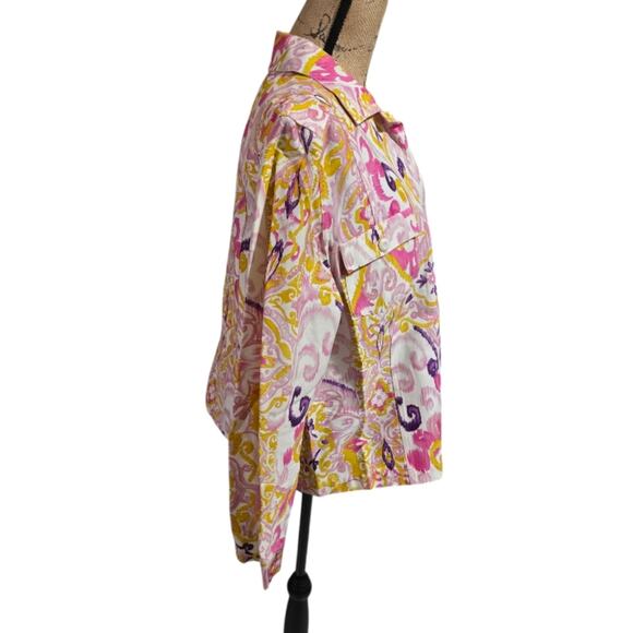 COLDWATER CREEK Colorful Paisley Button-Up Shirt JACKET Size XL PETITE - Picture 2 of 4